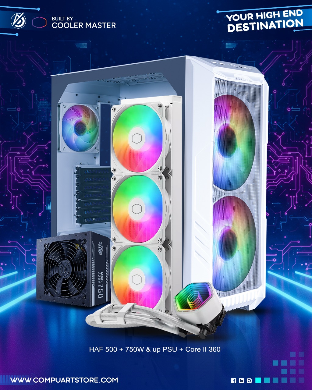 HAF 500  White With 750W With PSU With  Core II 360 Bundle